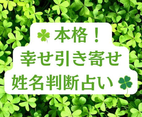 ワンコイン占い☆名前には幸せのヒントが隠れてます 本格姓名判断、画数の吉凶や意味、ラッキーカラー、吉方位付き イメージ1