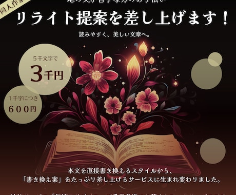 同人小説の「リライト提案」を差し上げます 地の文をブラッシュアップ！読みやすく美しい文章へのサポート★ イメージ1