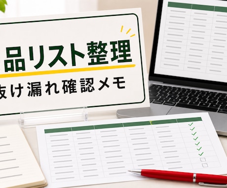 商品リストをチェック表に整えます 抜け漏れと表記ゆれを見つけやすくします イメージ1