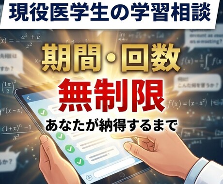 現役医学生が受験の質問、相談にお答えします 【人数限定】期間・回数制限なし。迷いが晴れるまで徹底対応。 イメージ1