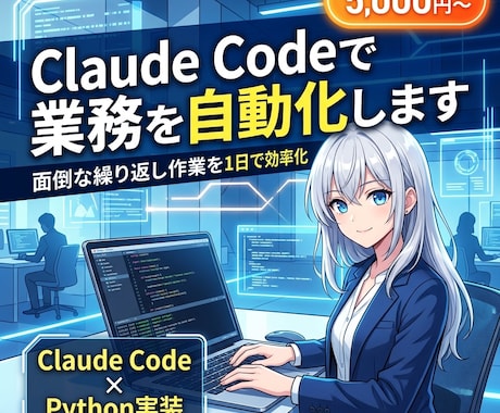 Claude Codeで業務自動化ツール作ります 面倒な繰り返し作業を1日で効率化。即日着手・継続運用可 イメージ1