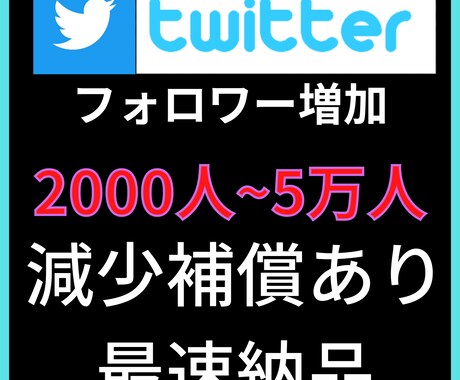 Twitterフォロワー2000人増加します Twitterフォロワー増加して人気者のアカウントへ!! イメージ1