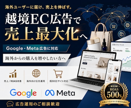 越境EC広告の運用改善・運用代行いたします 実運用ROAS500%｜配信してるだけから脱却し売上最大化へ イメージ1