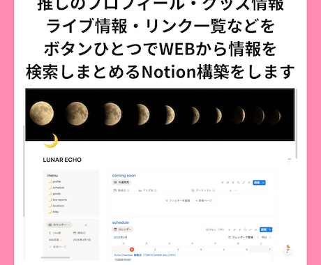 Notionで推し活の管理ページの作成をします 推しの情報や購入品などを見やすく一括管理！ イメージ2
