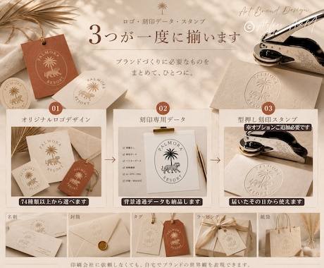 ロゴ＋型押し刻印スタンプでブランド格上げします 印刷会社不要！自宅で簡単にロゴをお手持ちの紙に刻印できます！ イメージ2
