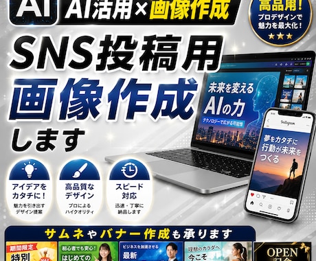 AI活用×サムネ作成。集客がUPする画像作ります SNS投稿用画像やココナラ用サムネも承ります イメージ1