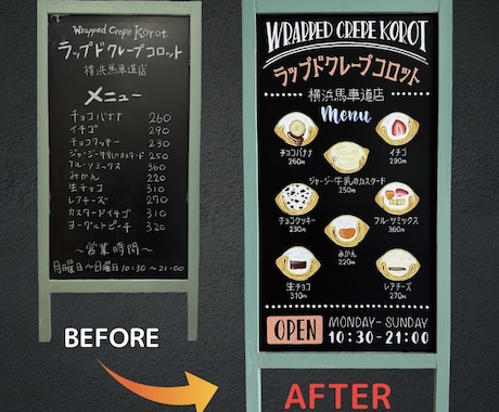 おしゃれな手描きのチョークアート看板を制作します ★お店のメッセージがしっかり伝わる目を惹くアートな看板★ イメージ2