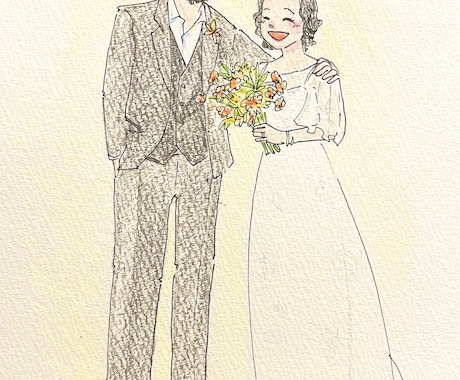 ふんわり似顔絵♡手描きのウェルカムボード描きます 【原画を納品！】世界でたった1枚の可愛い似顔絵 イメージ2