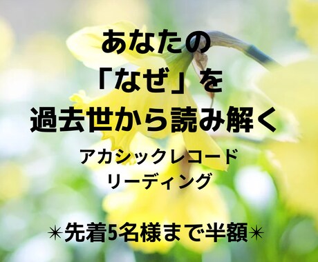 アカシックレコード過去世から『なぜ』を読み解きます 先着5名様まで半額でお受けいたします。お早めにどうぞ！ イメージ1