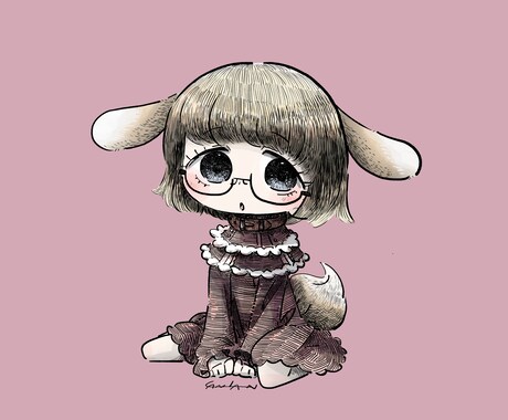 描き込まれた線画の可愛いイラスト制作します アナログ感のある線画でキュートやポップ、雰囲気のある絵も！ イメージ2