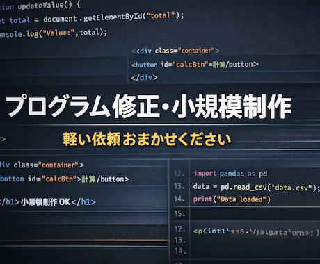 プログラムの軽い修正・制作を承ります プログラムの軽い修正に気軽に対応します イメージ1