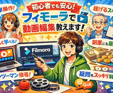 フィモーラ専門｜動画編集をゼロから丁寧に教えます 未経験の方でも、一から丁寧に教えますので安心して学べます！ イメージ2