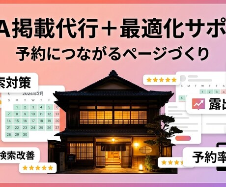 OTAサイトで予約を増やす掲載・上位表示行います 失敗しないOTA掲載お任せください！ イメージ1