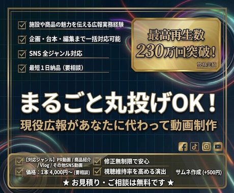最高230万回再生の実績！現役広報が動画編集します イメージ1