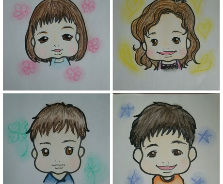 物品配送のみ◆お子さん、ペットの似顔絵描きます ワークショップ経験者＆5児の母が似顔絵を可愛く描きます！ イメージ1