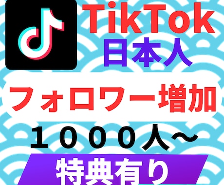 TikTokのフォロワーを1000人～増加させます ティックトック日本人フォロワー5000人まで増！お得な特典有