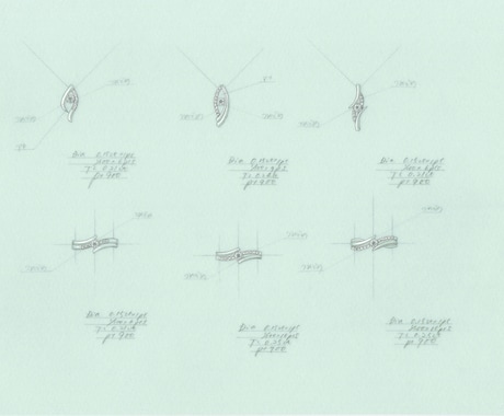 ジュエリーデザイン画描きます ☆加工出し用の製図（二面図）×1型（手描き） イメージ2