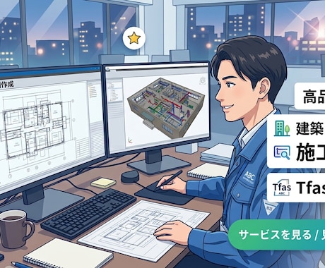 設備の施工図tfasで作成します 給排水衛生設備、消防設備、空気調和設備の施工図作成 イメージ1