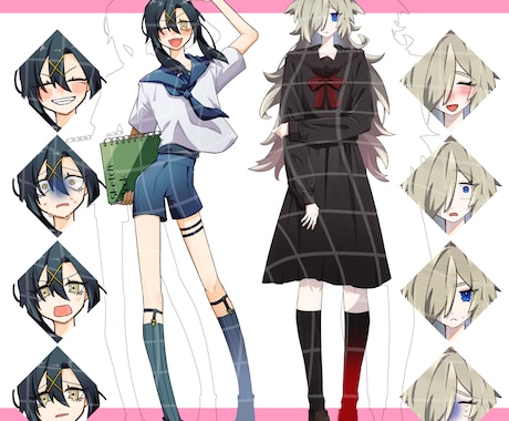 Live2D対応！キャラデザ→立ち絵作成いたします 表情差分2種類無料で制作します！ イメージ2
