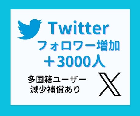 Twitter フォロワー 3000人 増やします 低価格・減少保証あり・多国籍フォロワー イメージ1