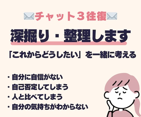 自信がない｜悩みを一緒に深掘り、整理します 思考の整理で自己否定のループを抜けた経験者がチャット対話 イメージ1