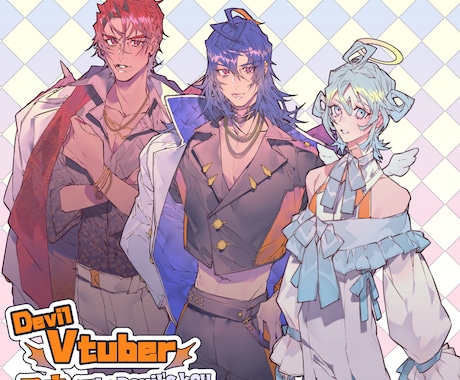 Vtuberさんゲーム制作向けニーアップ描きます 膝上までのイラストを描きます。 イメージ1