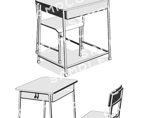 教室の机、椅子の3Ｄ配置＆レンダリング承ります ☆お試し有り☆学園漫画の教室背景で苦労されている方へ イメージ1