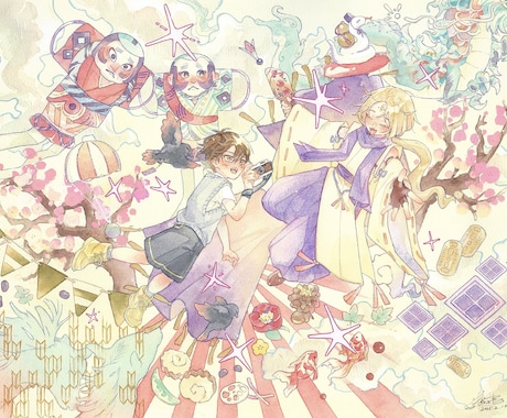 アイコン､色紙等をアナログで制作します 大きな作品◎､原画配送も可能!4000円〜 イメージ2