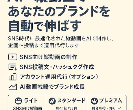 AI縦動画マーケ運用代行します AI × 縦動画で、あなたのブランドを“動く広告”に。 イメージ1