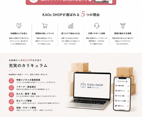 売上UP！期間限定‼︎安価で丁寧なLPを制作します デザイン業の経験を活かし女性向けの綺麗なデザインをご提供！ イメージ2