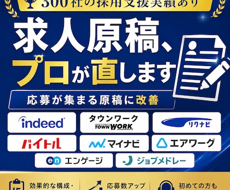 元リクルート・人事｜求人改善します ３００社以上の支援実績｜応募が来ない求人を採用できる原稿へ イメージ1