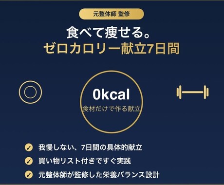 食べて痩せる。ゼロカロリー献立を7日間分作ります 元整体師×パーソナルトレーナー監修の我慢しないダイエット献立 イメージ1