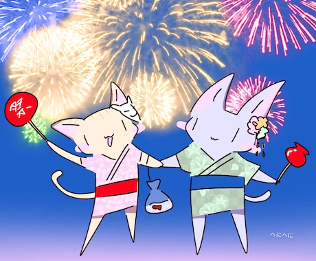 安価❗即日対応⑧枚❗ゆるかわ動物デフォルメ描きます 安価即日対応可愛い動物のゆるかわいいイラスト特に猫を描きます イメージ2