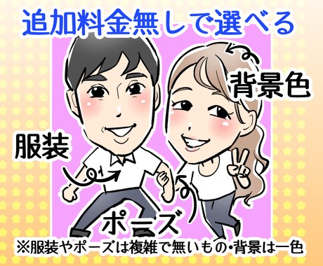 2パターンお渡し☆シンプルで笑顔の似顔絵を描きます ご要望込み価格！文字、服装、ポーズお気軽にお伝えください！ イメージ1