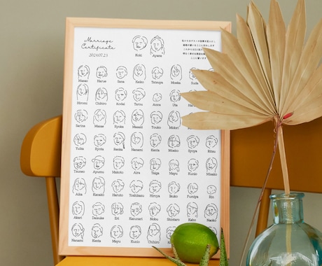 ゲストもびっくりする似顔絵結婚証明書作ります 絵柄多数！800組の実績のプロがお届け！(急ぎ対応可) イメージ1