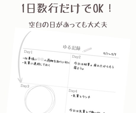 日記&感謝を1日数行で気軽に書けます 空白があっても大丈夫！無理なく続けられるゆる記録 イメージ2