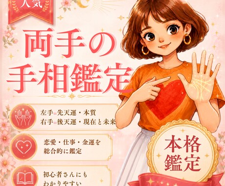 両手の手相鑑定を画像付きPDF鑑定書でお届けします 恋愛・仕事・金運をやさしく本格解説（サンプル付） イメージ1