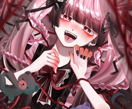 デザイン、アート、絵、地雷系、病みかわ サムネイルイラスト描きます 【病みかわイラスト・ロリータ・地雷系