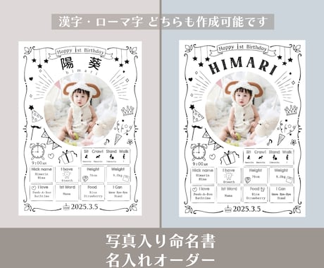 1歳誕生日の写真入りポスターを印刷して発送します イメージ1