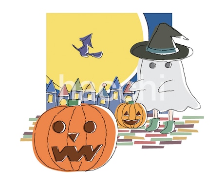 秋にもってこいのイラストを提供いたします 秋のイラスト3点セット（お月見・ハロウィン・果物） イメージ1