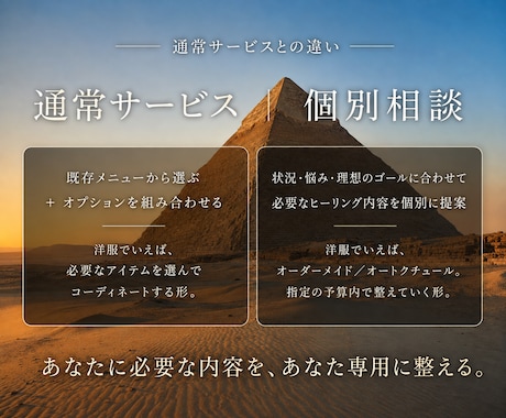 個別相談（カスタムメニュー）のヒーリングをします 既存メニューに無い組み合わせ・メニュー・その他個別の悩みに。 イメージ2