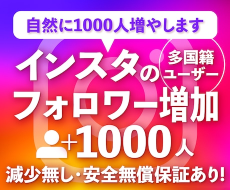 Instagramリアルフォロワー増やします 低価格/高品質！インスタフォロワー+1000~10万人増加 イメージ1