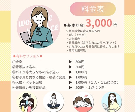 顔出しナシで信頼感UP！似顔絵アイコン作成します SNSで顔出しに抵抗がある方・副業用アイコンが欲しい方 イメージ2