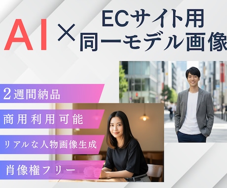 ECサイト用同一モデル画像10点5万円制作します AIで統一感｜肖像権フリーで安心 イメージ1