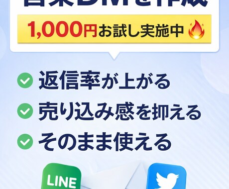 反応が取れる営業DM・営業文を作成ます 営業が苦手でも大丈夫。コピペで使える営業文をお渡しします イメージ2