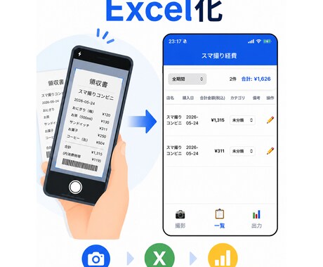 撮るだけ！レシート自動Excel化ツール提供します PDF・領収書・請求書などレシート以外帳票にも対応可能です！ イメージ2