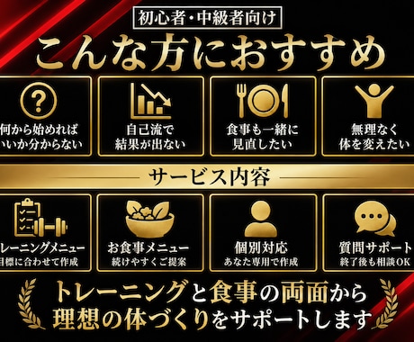 あなた専用の食事・筋トレプランをご提案します 無理なく続けられるプランで、理想の身体へ導きます イメージ2