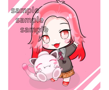 あなたのミニキャラと相棒をイラスト化します ゲーム用SNSアイコンとして使用できるミニキャラを描きます イメージ1