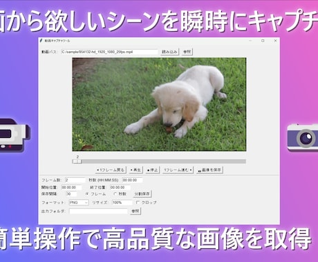 動画を画像に変換！シーンやフレームごとに分割します 動画から欲しいシーンを瞬時にキャプチャ！ イメージ1