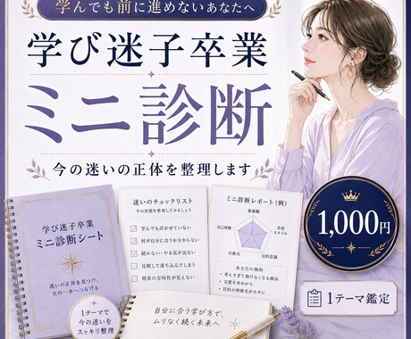 学び迷子卒業ミニ診断｜モヤモヤを1テーマ鑑定します 行動が止まる癖を整理、今の迷いの原因を1テーマ鑑定します イメージ1